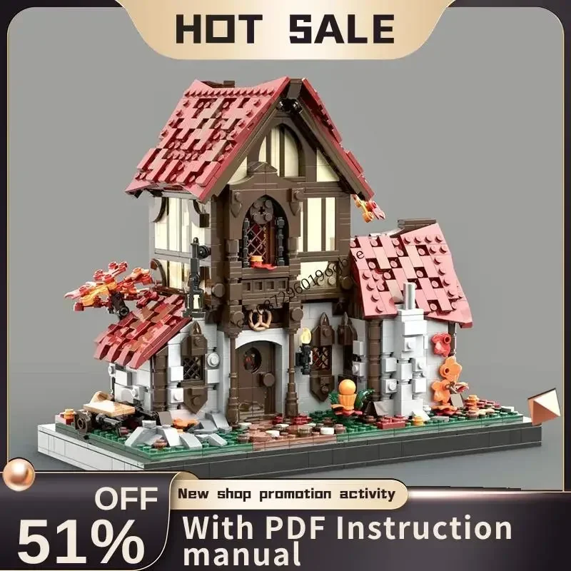 

Новинка, 2006 шт., Moc, европейский средневековый вид на улицу, фэнтезийная пекарня, модель, пазлы на заказ, креативные идеи «сделай сам», детская игрушка, подарок на день рождения