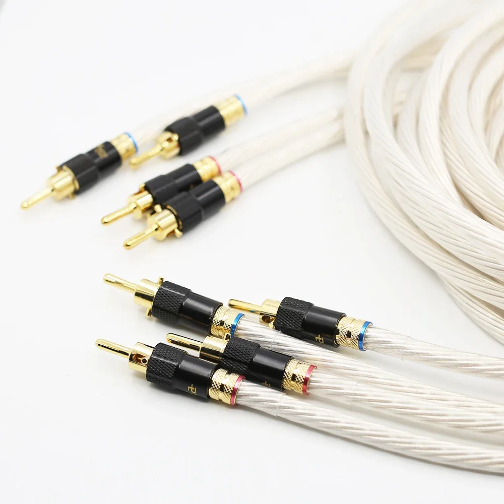 5N Single Silver HIFI Speaker Cable Wires Pair Audiophile Loudspeaker Audio Cable for HiFi System