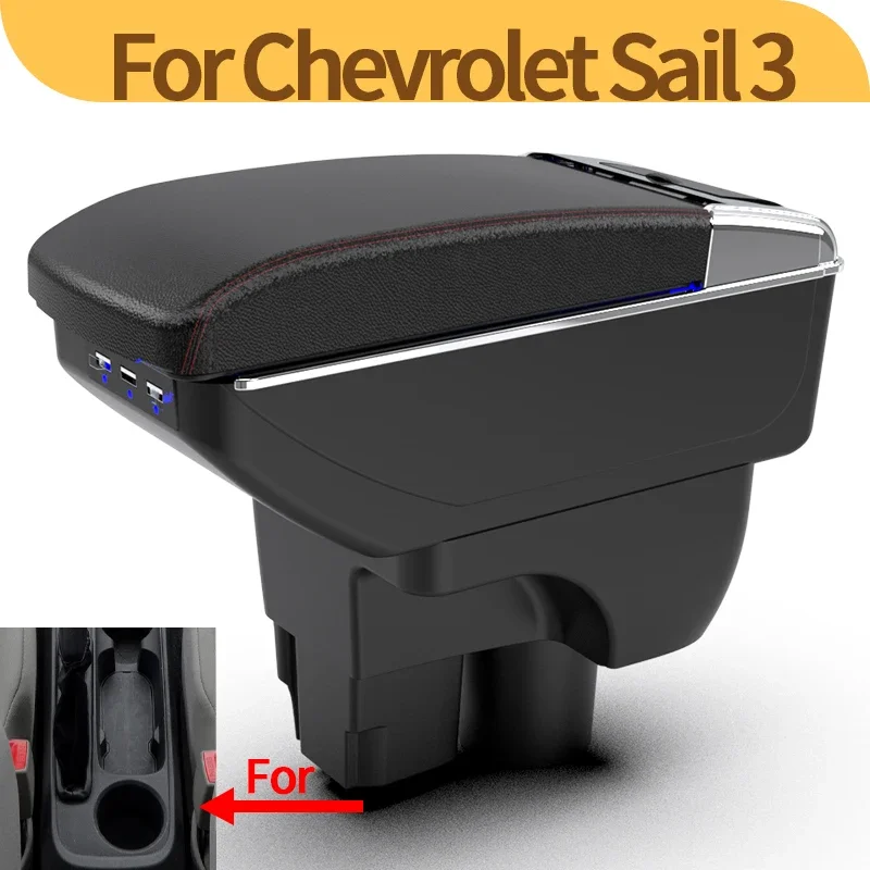 

For Chevrolet Sail 3 III car interior accessories center console modification double-layer storage box armrest cup holders USB