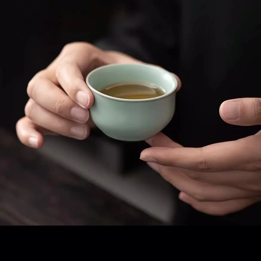 كوب واحد من السيراميك على الطراز الصيني، طلاء معدني أصلي، طلاء متصدع، فنجان شاي صغير مصنوع يدويًا للاستخدام في المكاتب المنزلية، قطعة واحدة