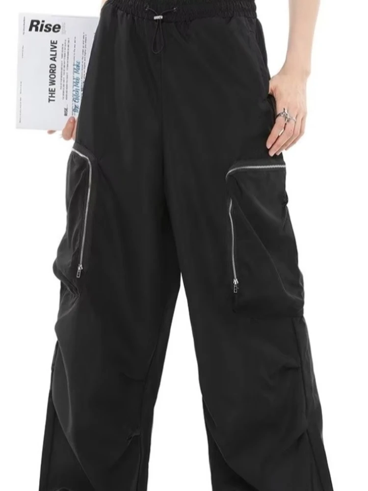 Pantaloni cargo da donna per il tempo libero stile europeo retrò tutto-fiammifero semplice quotidiano solido chic pantaloni impermeabili Harajuku traspirante accogliente