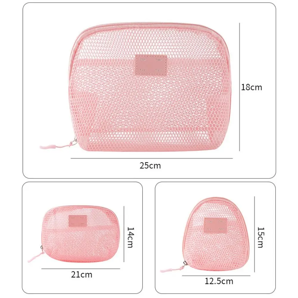 Borsa per cosmetici casual in nylon Borse per trucco in rete a rete portatili multiuso con borse per il lavaggio da toilette con cerniera da viaggio
