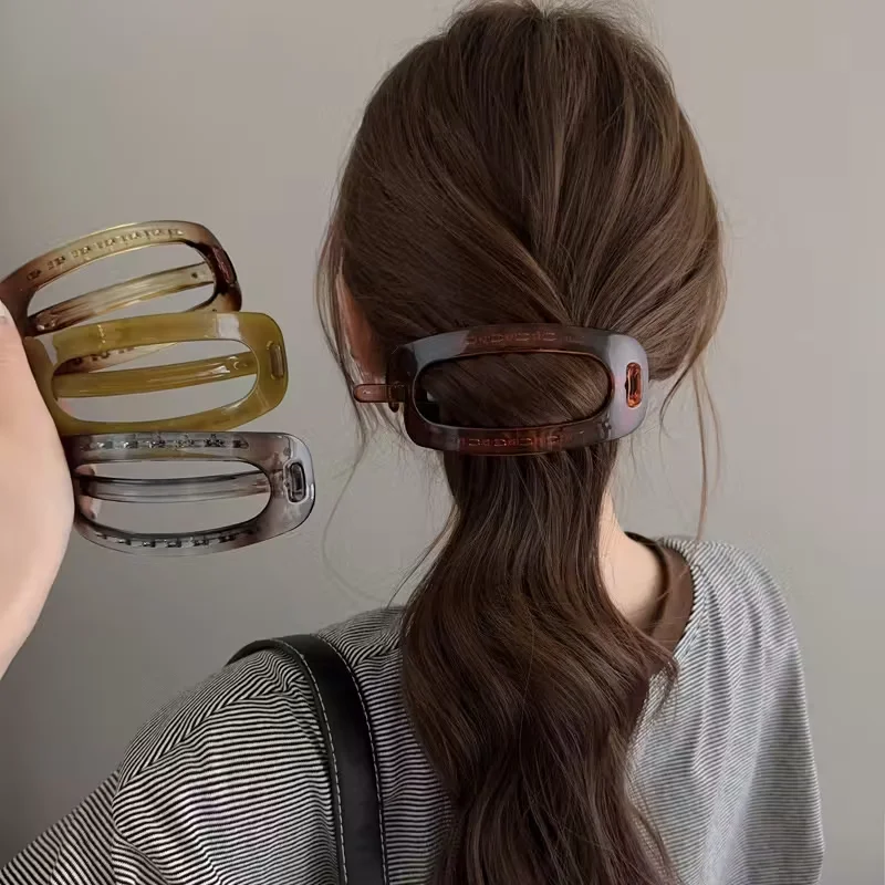 Elegante Ovale Acryl-Haarspange - Große, Vintage-Inspirierte Twist-Haarklammer für Damen | Schickes Haaraccessoire von Aylhfo – Detail 8