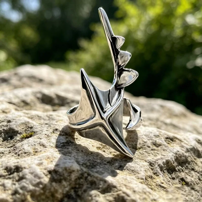 Cyberpunk Alien Unregelmäßiger Ring Unisex Hip-Hop Übertriebener Offener Ring Karnevals-Accessoires – Detail 4