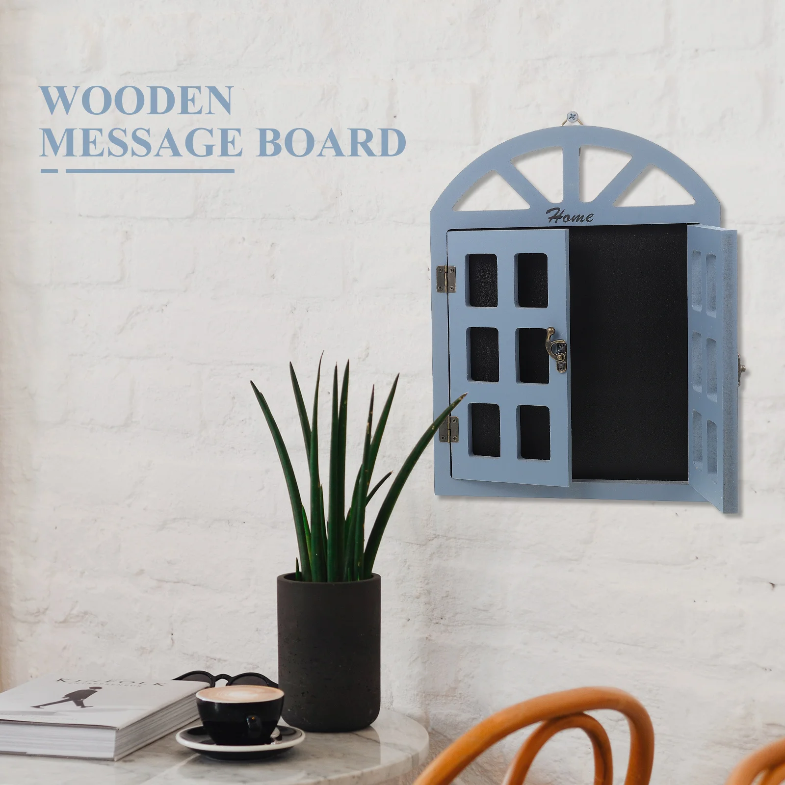 

Retro Simulation Blackboard Decorative Hanging Chalkboard for Shop Home Vintage Wood Wooden Message Board nament View Gray