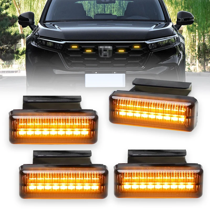 Universal Car Front Grille Light Shell Daytime Running Lamp Amber LED Headlight Warning Light For Ford Toyota Tundra Tank