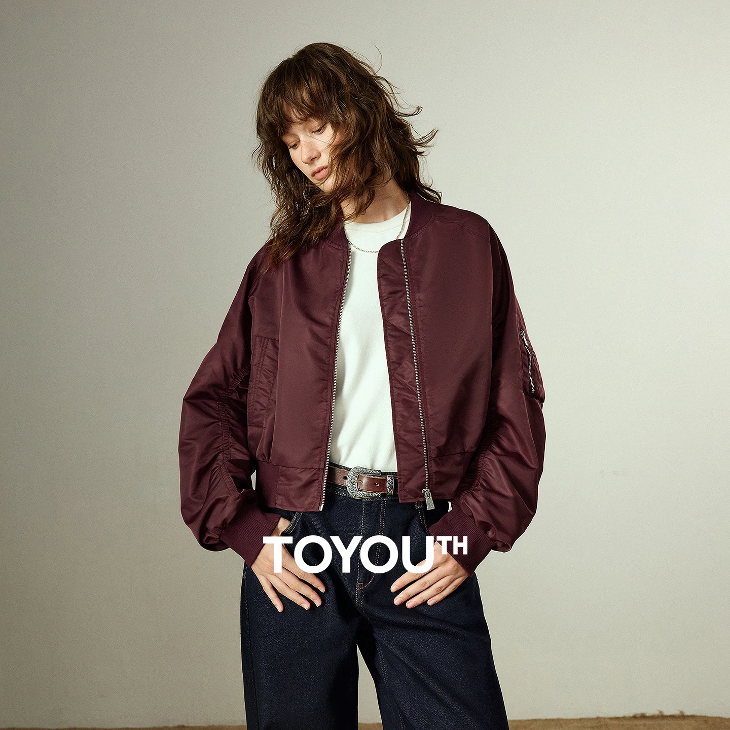 

TOYOUTH Women Baseball Jackets 2025 Winter New Retro Glossy Light Luxury Nylon Stylish Raglan Sleeve Jackets