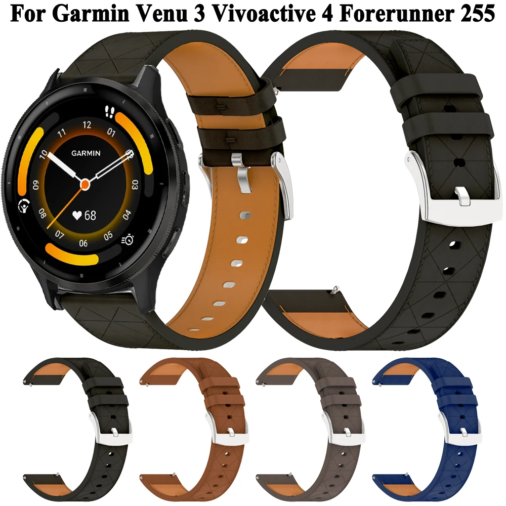 For Garmin Venu 3 Strap Band Wristband For Garmin Forerunner 265 255 745 Vivoactive 4 Strap Synthetic Leather Bracelet Watchband