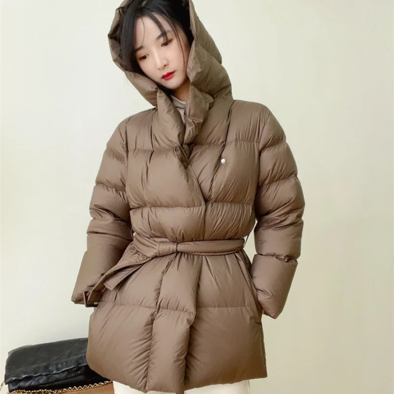 

Winter New Fashion Women Down Coat Thickened Hooded Short Parka White Duck Down Parkas Warm Women Snow Wear Overcoat Slim Women