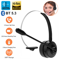 Upgraded Bluetooth 5.3 Headset Wireless Headphone with 18H Talking Time Headphones with Mic for Call Center Office
