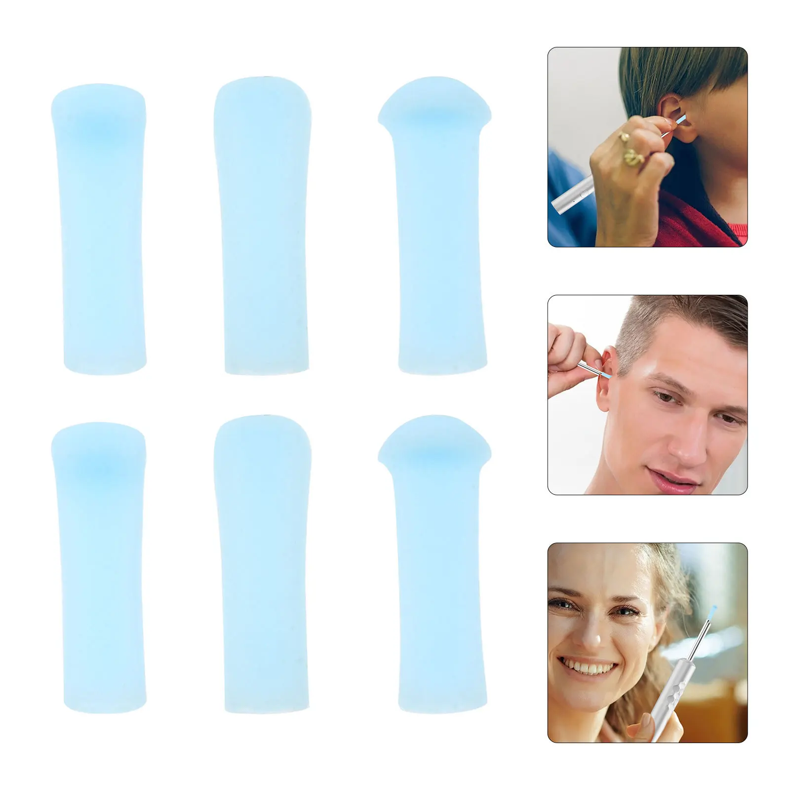 

6Pcs Ear Wax Removal Spoon Tips Silicone Replaceable Ear Cleaning Tools Safe Quick Effective Earwax Cleaner Supply for Family