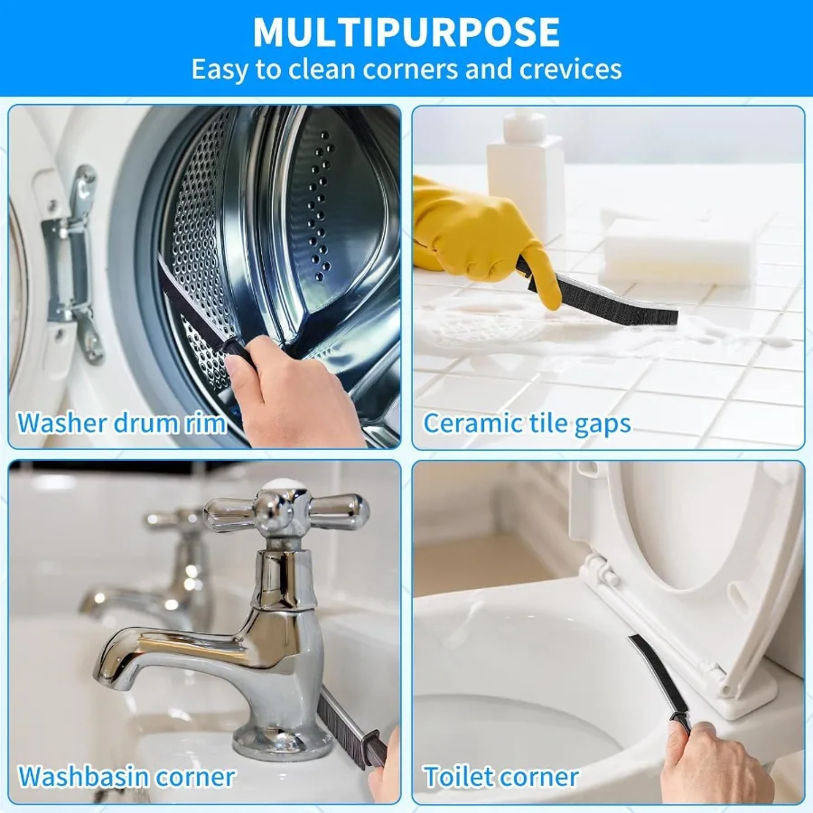 Juego de cepillos para limpieza de grietas, suministros de limpieza profunda para el hogar, perfectos para espacios pequeños, lechada y tareas resistentes, paquete de 12