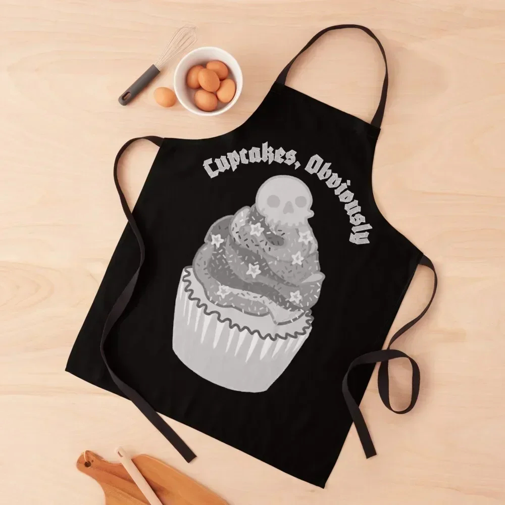 

Black and White Skull Cupcake Logo Apron bib Chef Uniform For Men kitchen jacket woman cooks clothes Apron