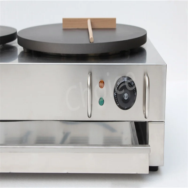 Commercial Crepe Pancake Making Machine Double Head Electric Pancake Baking Pan Crepe Cake Machine  Furnace Pizza