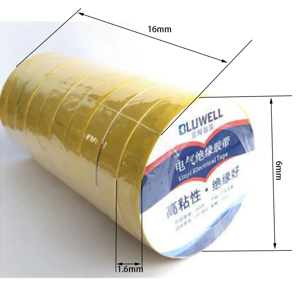 6-20 Rolls, Flame Retardant Electrical Tape, Insulation Tape, Ultra-Thin High-Adhesion Pvc Waterproof Tape