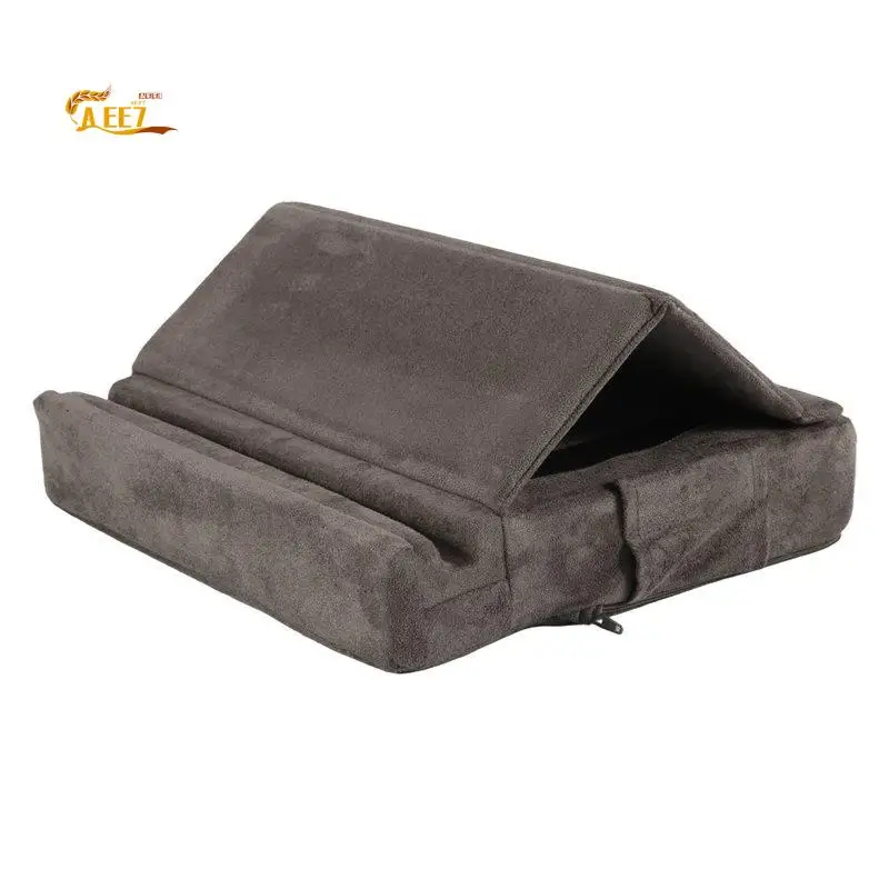 

AEE7-Tablet Pillow Stand With Storage Foldable Holder Angle Adjustable Soft Pad Dock For Bed And Laptop And Desk