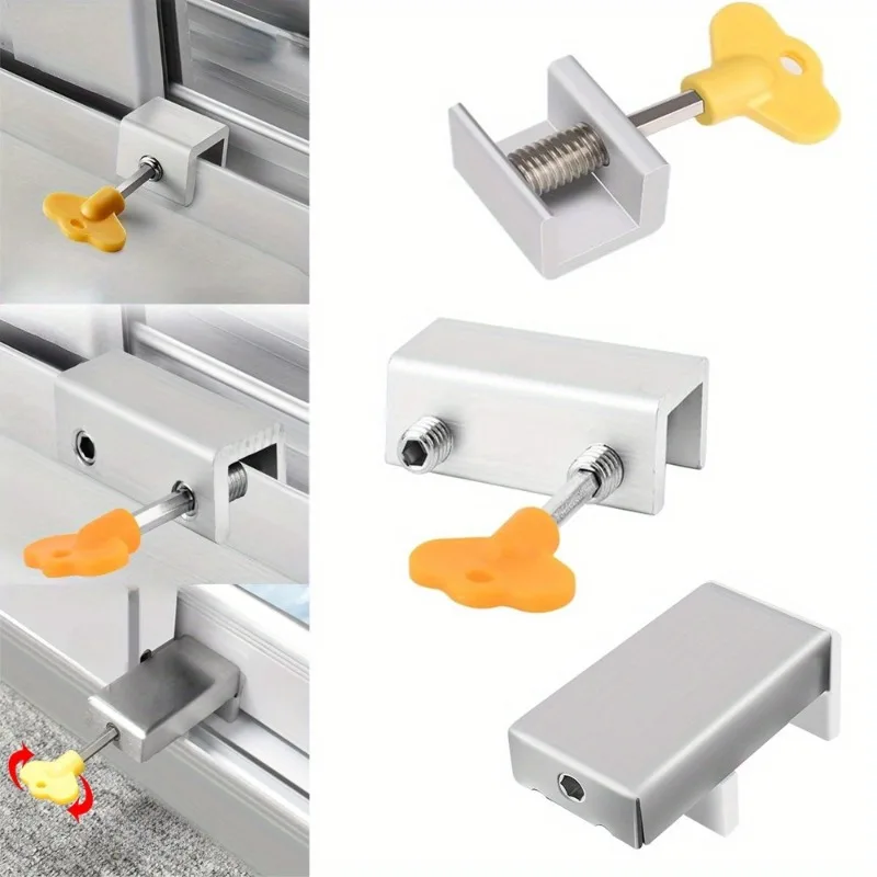 Adjustable Sliding Cabinet Security Lock for Doors and Windows Multifunctional Anti-Theft Protection No Drilling Required