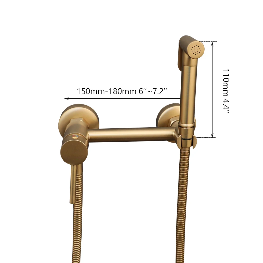 Imagem -02 - Yanksmart-torneira de Bidé Montada na Parede Torneiras de Banheiro Preto Escovado Dourado Torneira Fria e Quente Pulverizador de Chuveiro Crane Torneiras Misturadoras Higiênicas