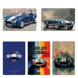 Pop Art Blue Ac Shelby Cobra 1965 sports car artwork 427 Metal Plaque Funny Garage Mural Painting Wall Pub Tin Sign Poster