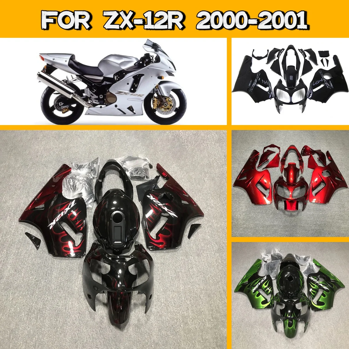 

2000 2001 ZX-12R Full Injection Motorcycle Body Cover Fairings for 00 01 Kawasaki ZX12R Fairing Kit High Quality