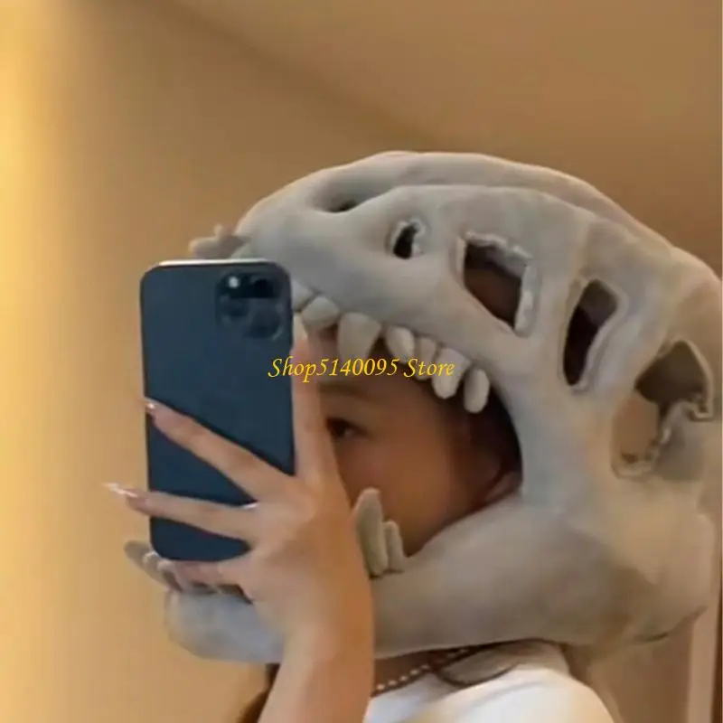 DXAE Popular Dinosaur Skull Headcover Hat for Kids and Adults Quick Zippered Headgear
