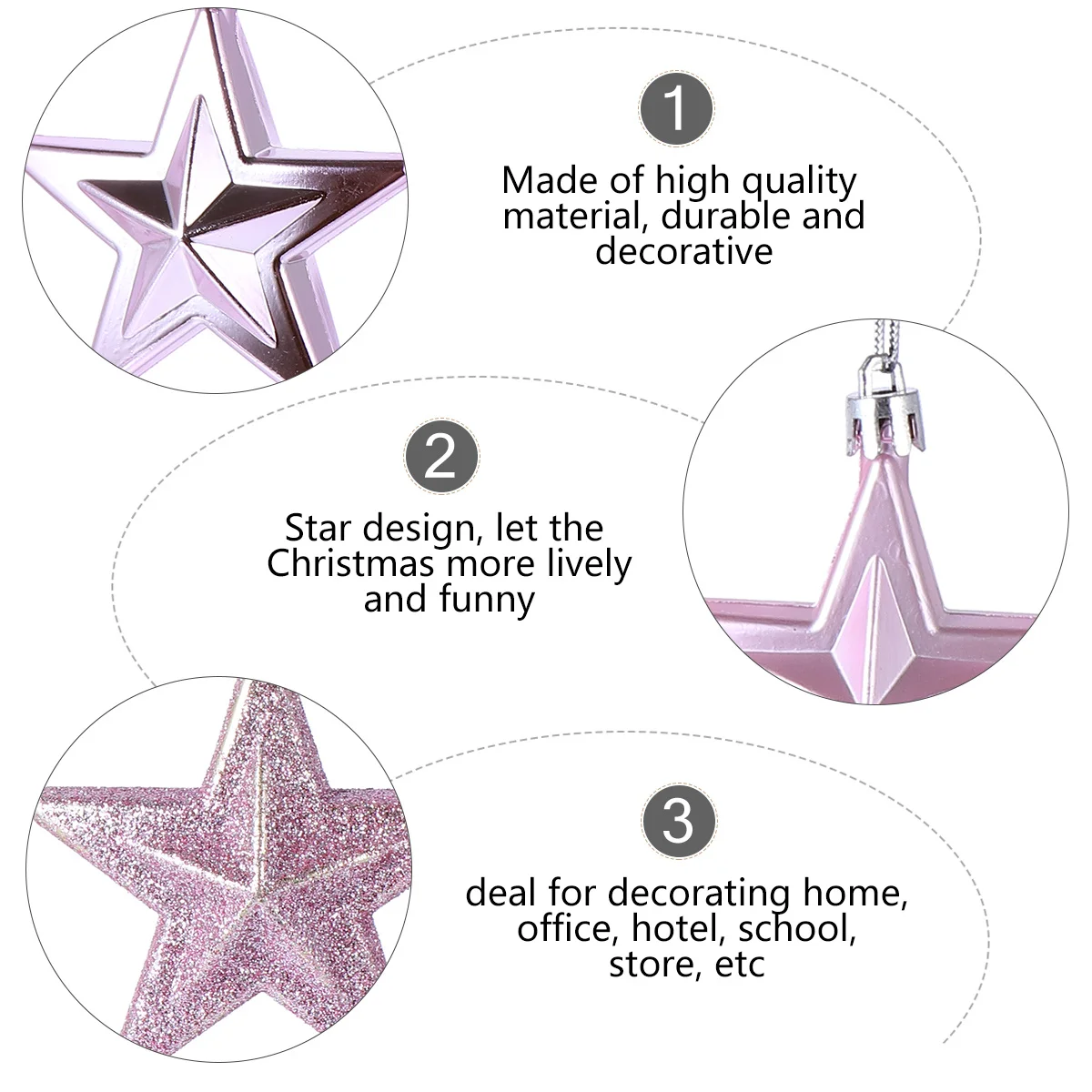 

18Pcs Star Decor Christmas Five Pointed Hanging Ornament for Tree Plastic Xmas Decorative Festive Home Office School Hotel Use