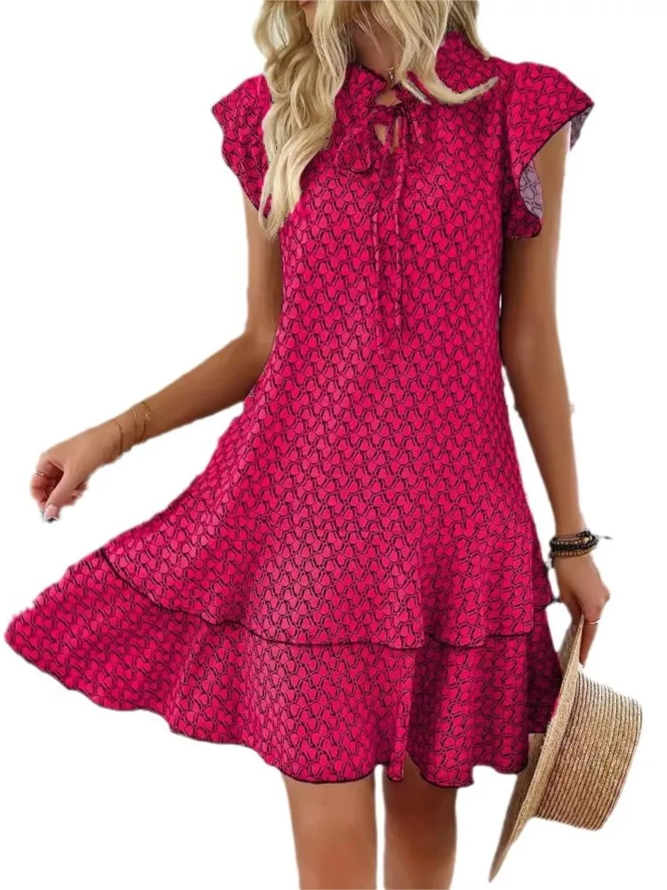 Zomer Boho Nieuw Voor Vrouwen Jurk Mode V-hals Print Elegante Casual Jurken Robe Femme Vestidos