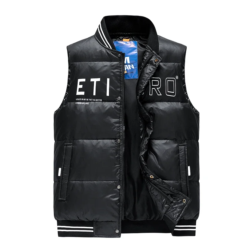

Уличная теплая мужская куртка без рукавов с воротником-стойкой, зимний стеганый жилет, мужская одежда на утином пуху, новый модный толстый жилет, пальто