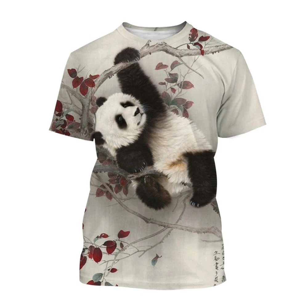 Summer hot selling fashion 3D printed T-shirt cute panda design casual short sleeved comfortable top