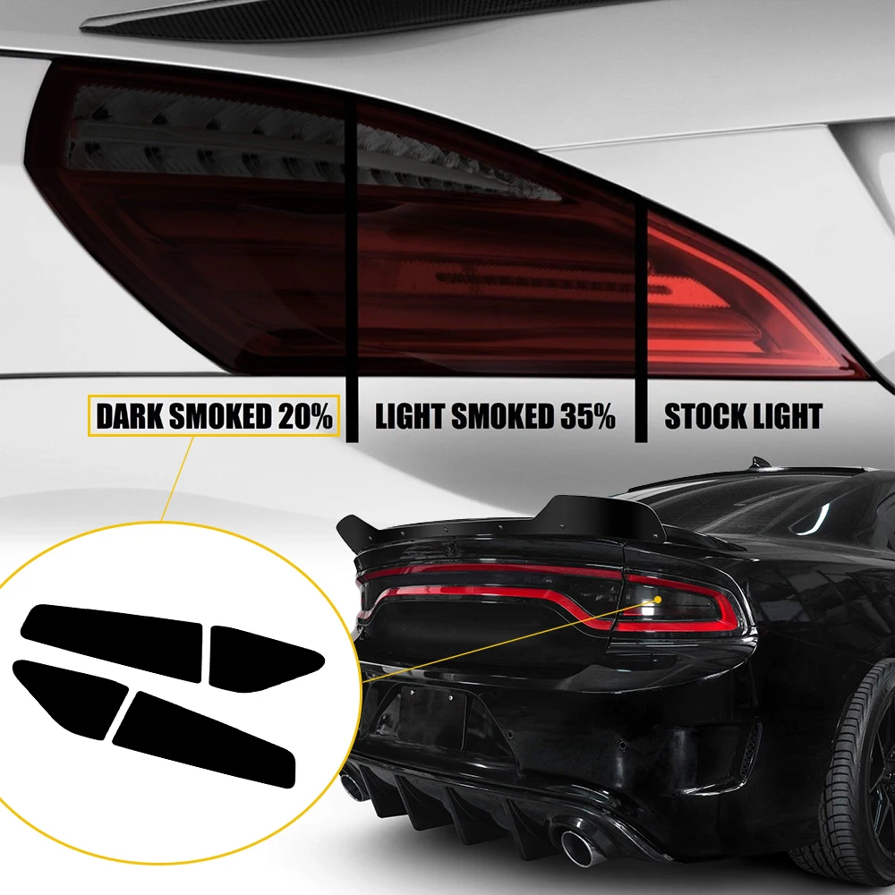 4x Car Stickers For Dodge Charger 2015-2022 2020 2021 Accessories Tail Light Sticker Films Smoked Vinyl Rear PreCut Tint Overlay