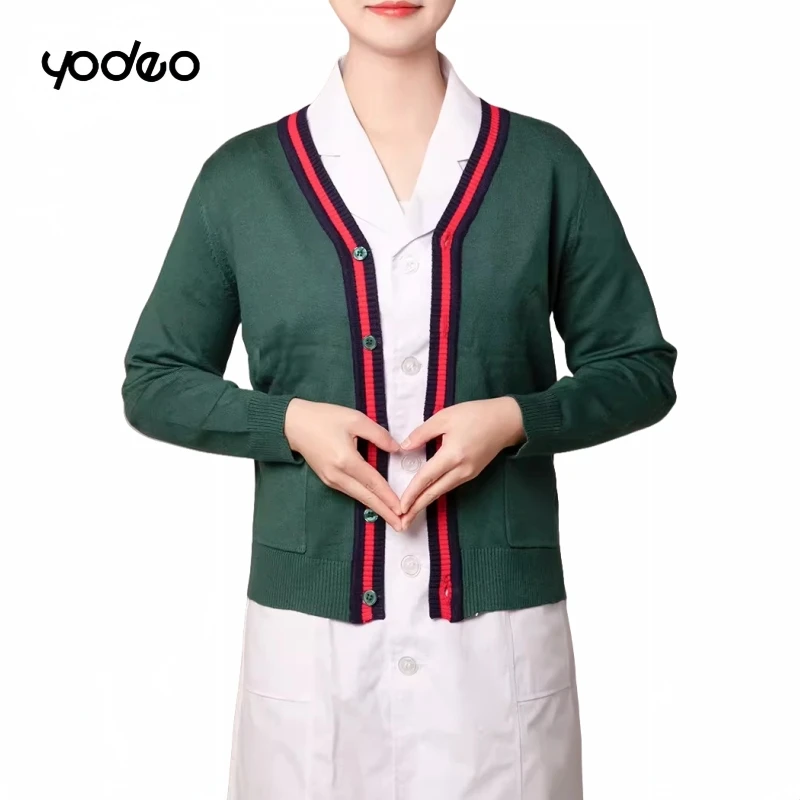 Thickened velvet hospital women nurse work clothing not prone to pilling  durable High elasticity Nurse knitted sweater cardigan