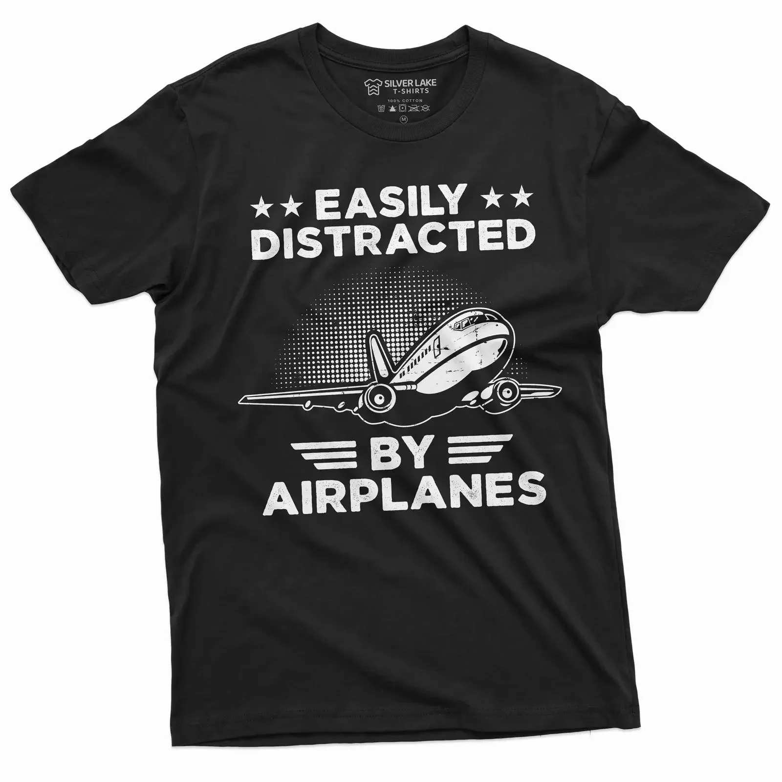 Lustiges Herren-T-Shirt „Einfach von Flugzeugen abgelenkt“ – Pilotengeschenk, Flugzeuge, Flugzeugtechniker, Vintage, gewaschen, weich, modisch