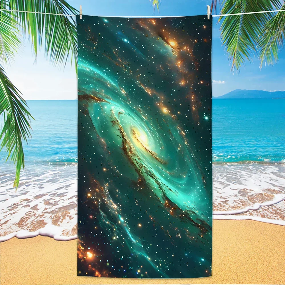 Sternenhimmel-Strandtuch, Digitaldruck, dünn, schnell trocknend, Anti-Sand-Mikrofaser, leicht, für Schwimmen, Yoga, Reisen, Fitnessstudio, Geschenk