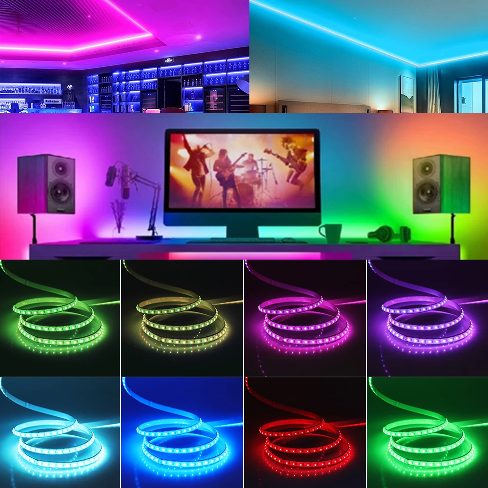 Tira de luces LED COB RGB para decoración de habitación, cinta Flexible de luz de fondo de TV, 5V, USB, WIFI, Bluetooth, Control por aplicación,