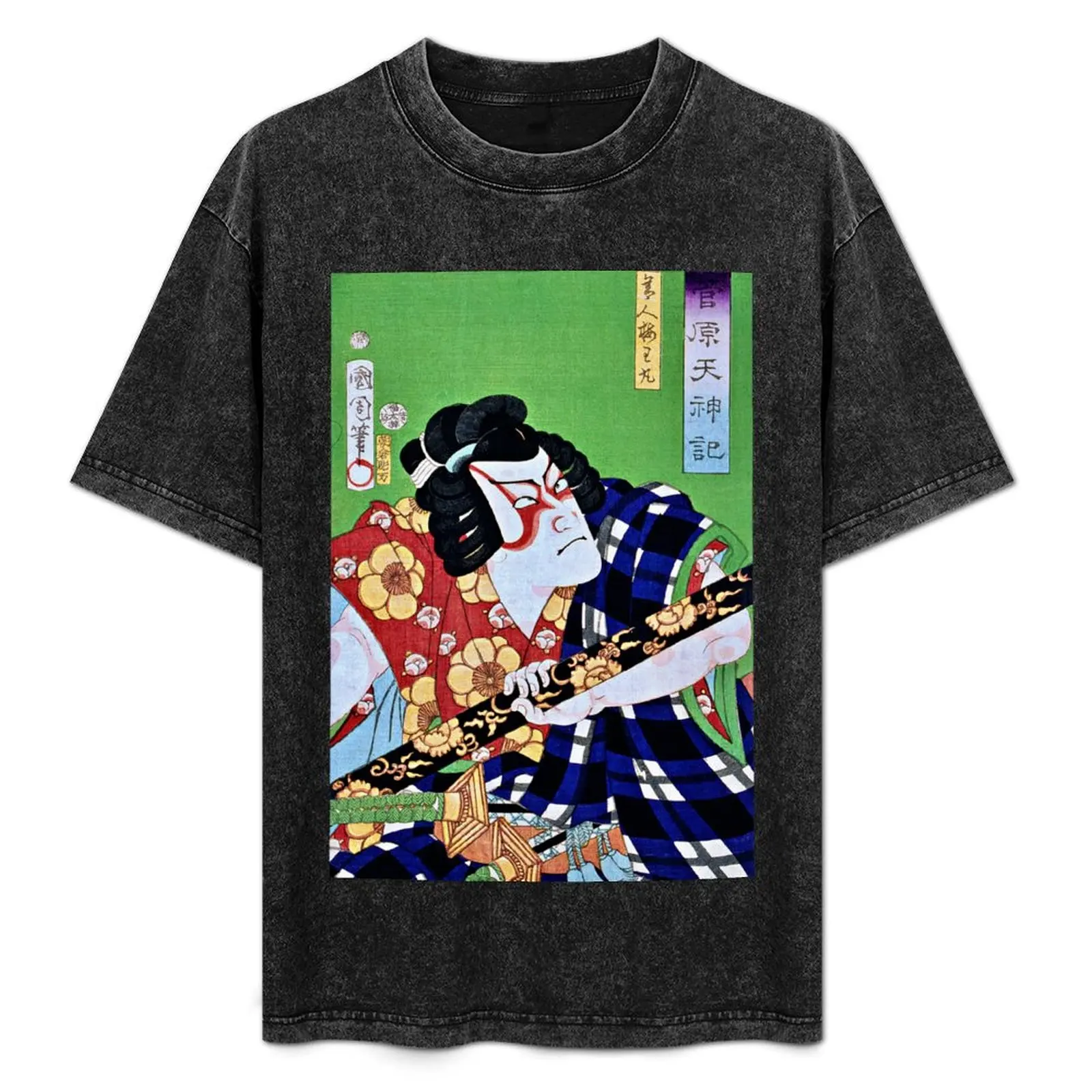 Traditional Japanese Ukyio-e style illustration of an actor with painted face T-Shirt summer top mens graphic t-shirts