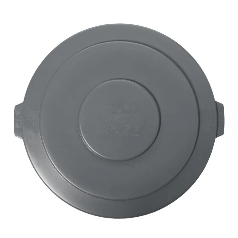 

Rubbermaid Commercial BRUTE Trash Can Flat Lid, Round, Gray, 55 Gallon, FG265400GRAY