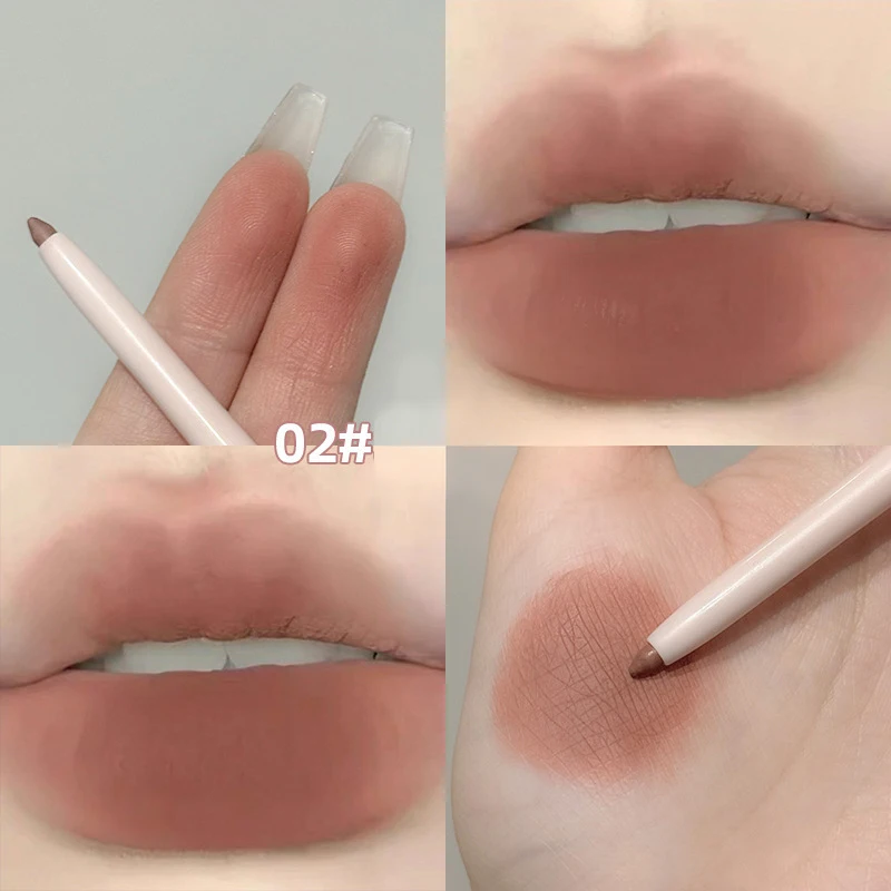 Nude Lip Liner mit Lippenpinsel, weicher Nebel, Kosmetik, Lippenstiftstift, sanfte Farben, mattierter Lippenstiftstift, Lippenkonturierung, Lipliner-Stift