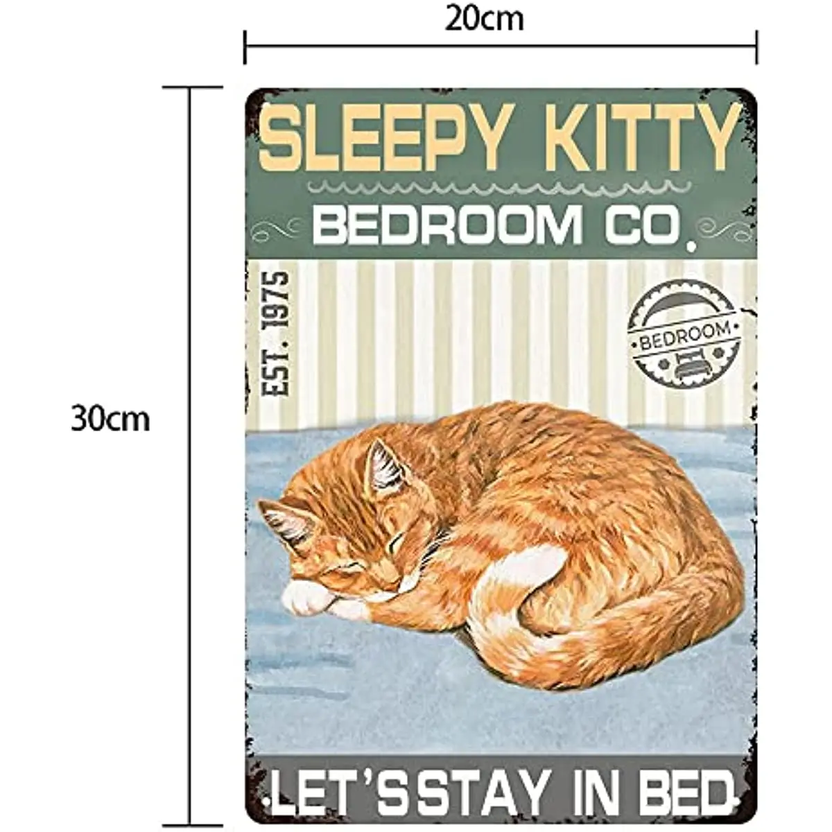 Sleepy Kitty Wall Funny Metal Tin Sign Home Vintage Art Decor Iron Painting for Home Farm Outdoor Bathroom Restaurant