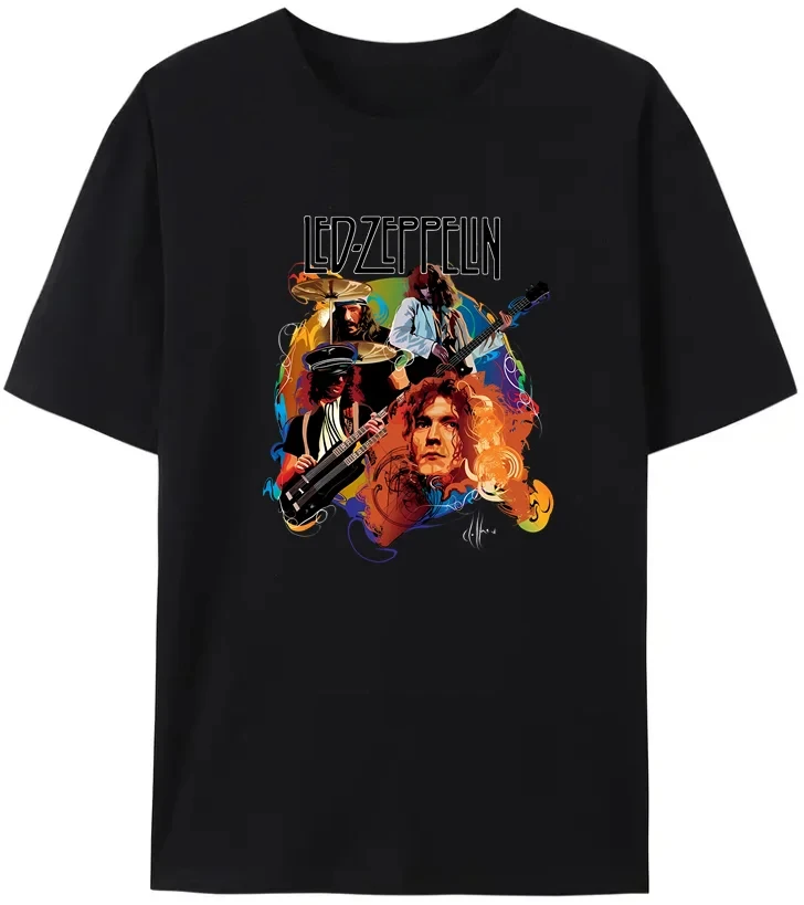 Del mondo logo Zeppelin black cotton rock band t-shirt stampa t-shirt casual da uomo e da donna New retro era Led t-shirt