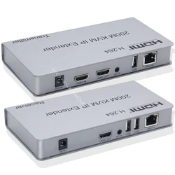 HDMI KVM Extender 200M over IP RJ45 Ethernet Cat5e/6 Cable HDMI USB KVM Extender via Network Switch Support USB Mouse Keyboard