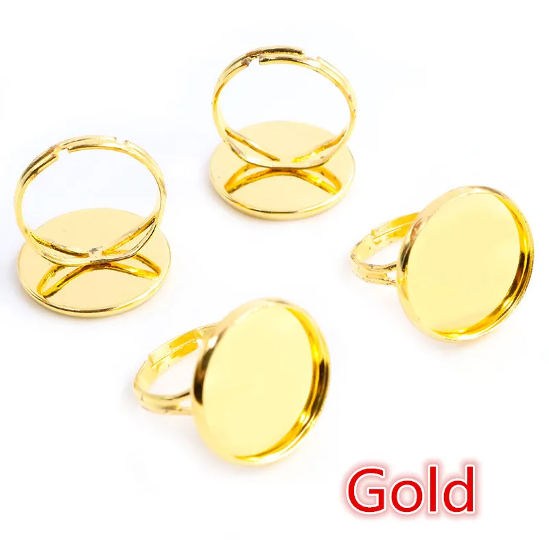 10pcs/lot Adjustable Blank Ring Base Fit Dia 10 12 14 16 18 20 mm Glass Cabochons Cameo Settings Tray Diy Jewelry Making Ring