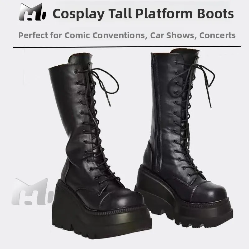 Thick Heel Long Boots Cosplay Props Ankle High Large Head Thin High Boots Suitable for Conventions No Brand Cosplay Accessories