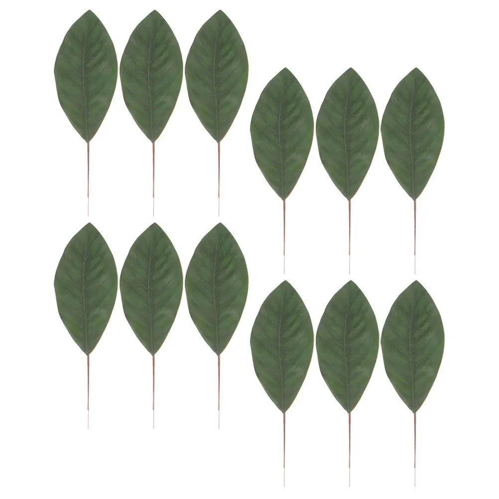 

12pcs Simulation Magnolia Leaves Artificial Green Foliage For Wedding Bouquets Home Decor Fake Leaves Craft Diy Arrangements