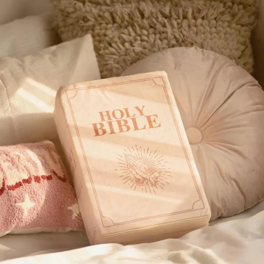 Bible Verse Pillow Faith Plush Pillow Realistic Bible Pillow Book Plush Throw Cushion Durable Skin-friendly Christian for Sofa