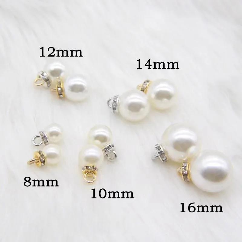 30pcs 8-16mm Imitation Pearl Clear KC Gold Crown Pendant Charm For DIY Bracelet Jewelry Button Earrings Making