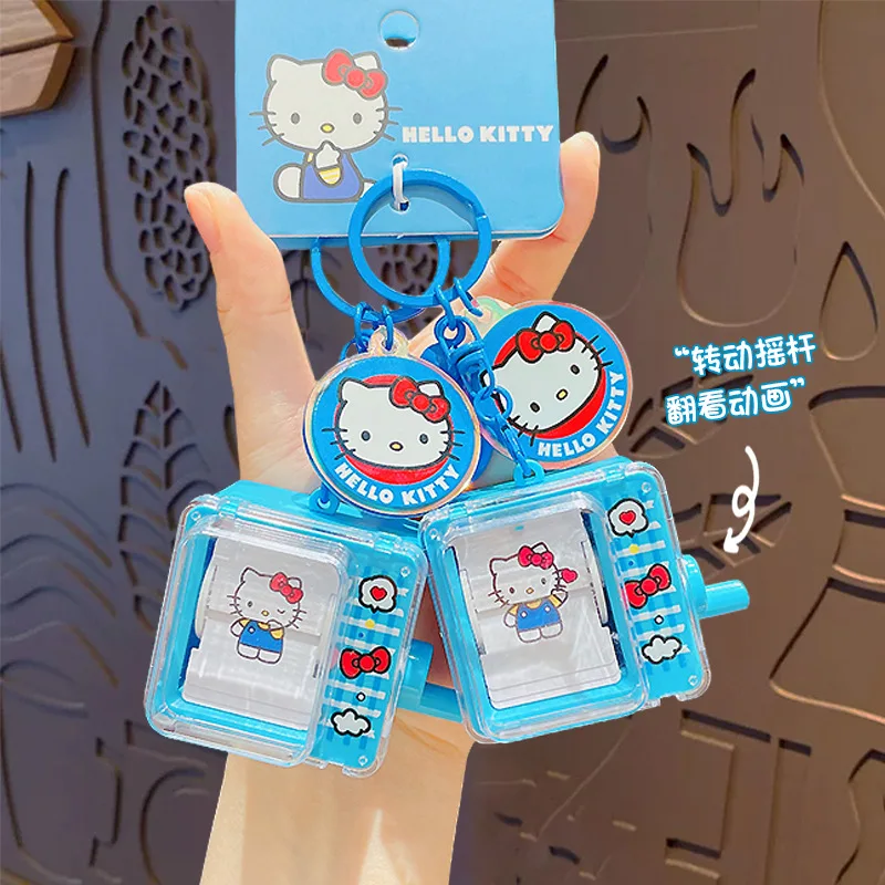 

Sanrio Hello Kitty Love Flipping Anime Machine Keychain Kawaii Cartoon Backpack Pendant Car Pendant Cartoon Children's Toy