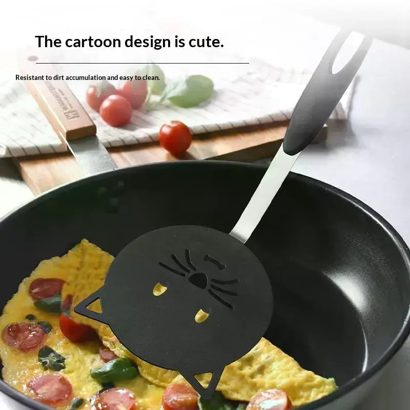 Cat Shaped Nonstick Slotted Nylon Spatula Heatproof Handle For Frying Eggs Pancakes