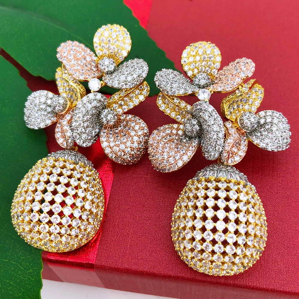 

Missvikki New Luxury Gorgeous Big Drop Earrings For Women Wedding Party Shiny Full CZ Earrings Fashion Jewelry High Quality