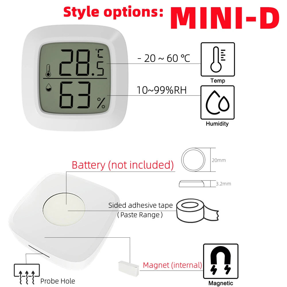جهاز قياس الحرارة الرقمي LCD صغير، جهاز قياس درجة حرارة الغرفة الداخلية، جهاز قياس الرطوبة، محطة الطقس #2