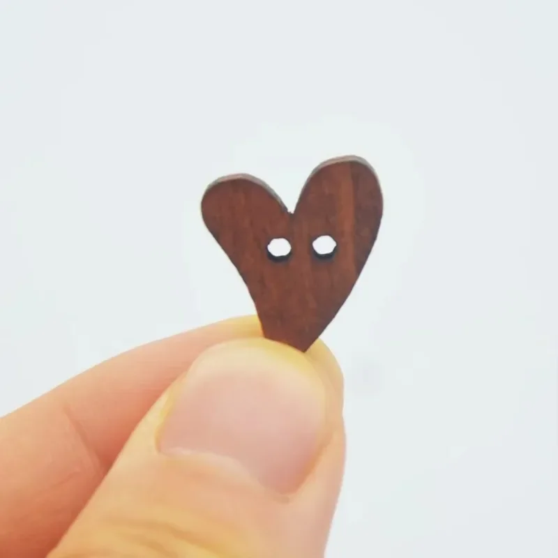 20pcs Love Wooden Buttons Chocolate Color 2 Hole Multilayer Heart Shape Wood Snaps for Scrapbooking Accessories Craft Supplies